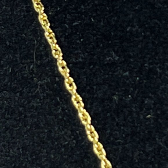 Gold Tone Rope Chain 15" Necklace With Pink Flower (4299) - Picture 4 of 6